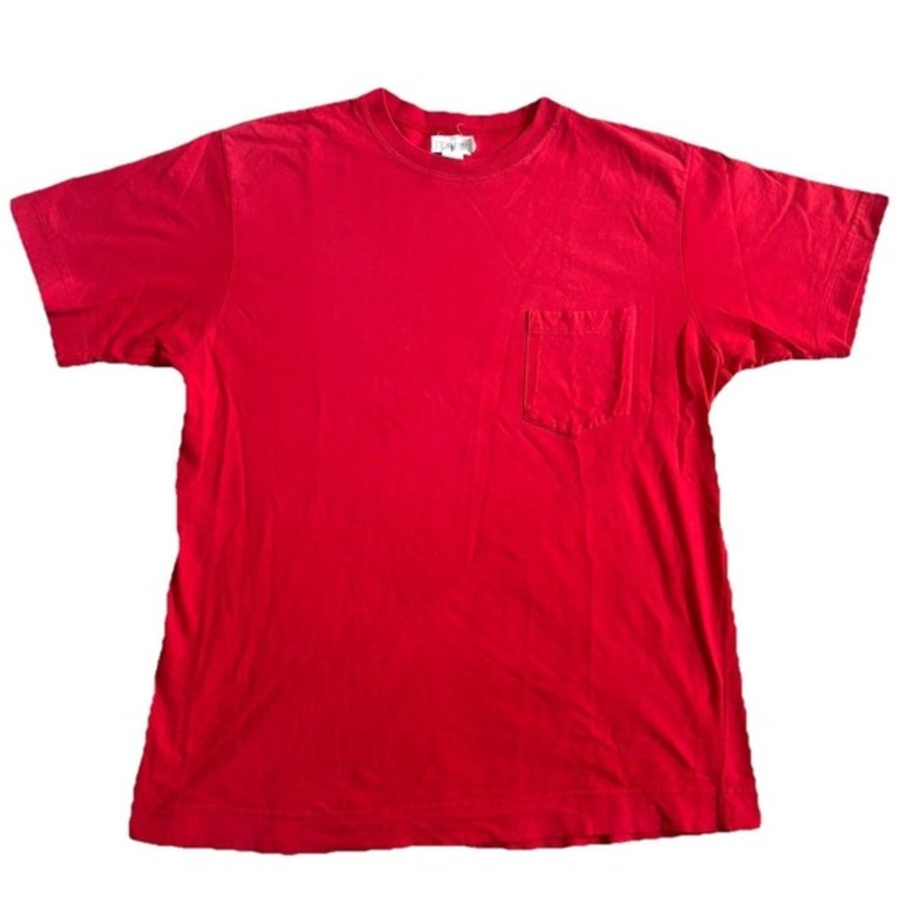 Vtg 90s J.Crew Oarsman Crewneck Pocket T-Shirt Men L Red Relaxed Fit 100% Cotton
